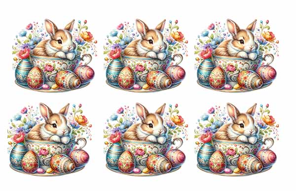UV-DTF DECAL - Easter Light Brown Bunny In A Cup