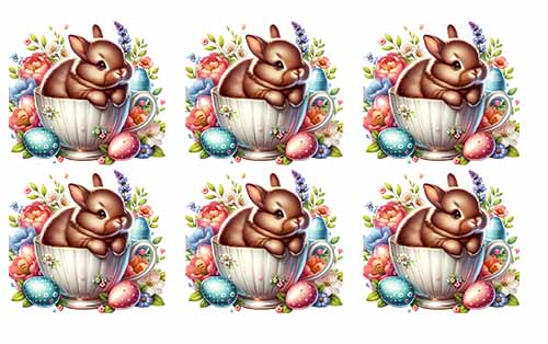 UV-DTF DECAL - Easter Dark Brown Bunny In A Cup