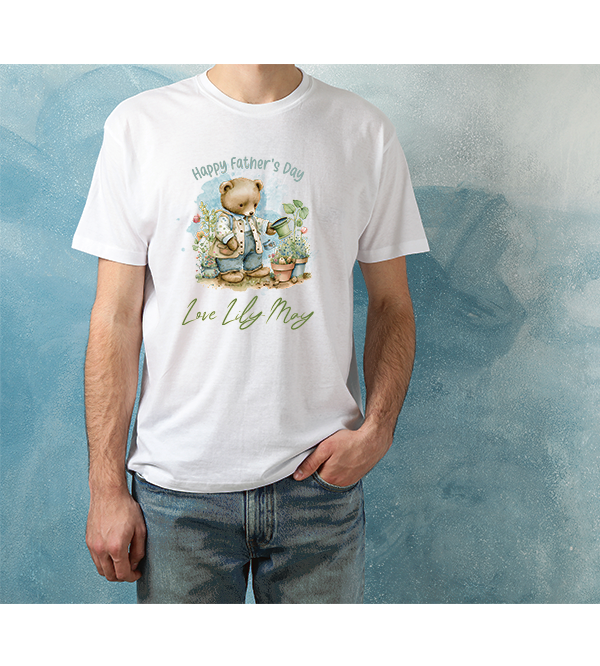 Happy Fathers Day Design On A White T-Shirt