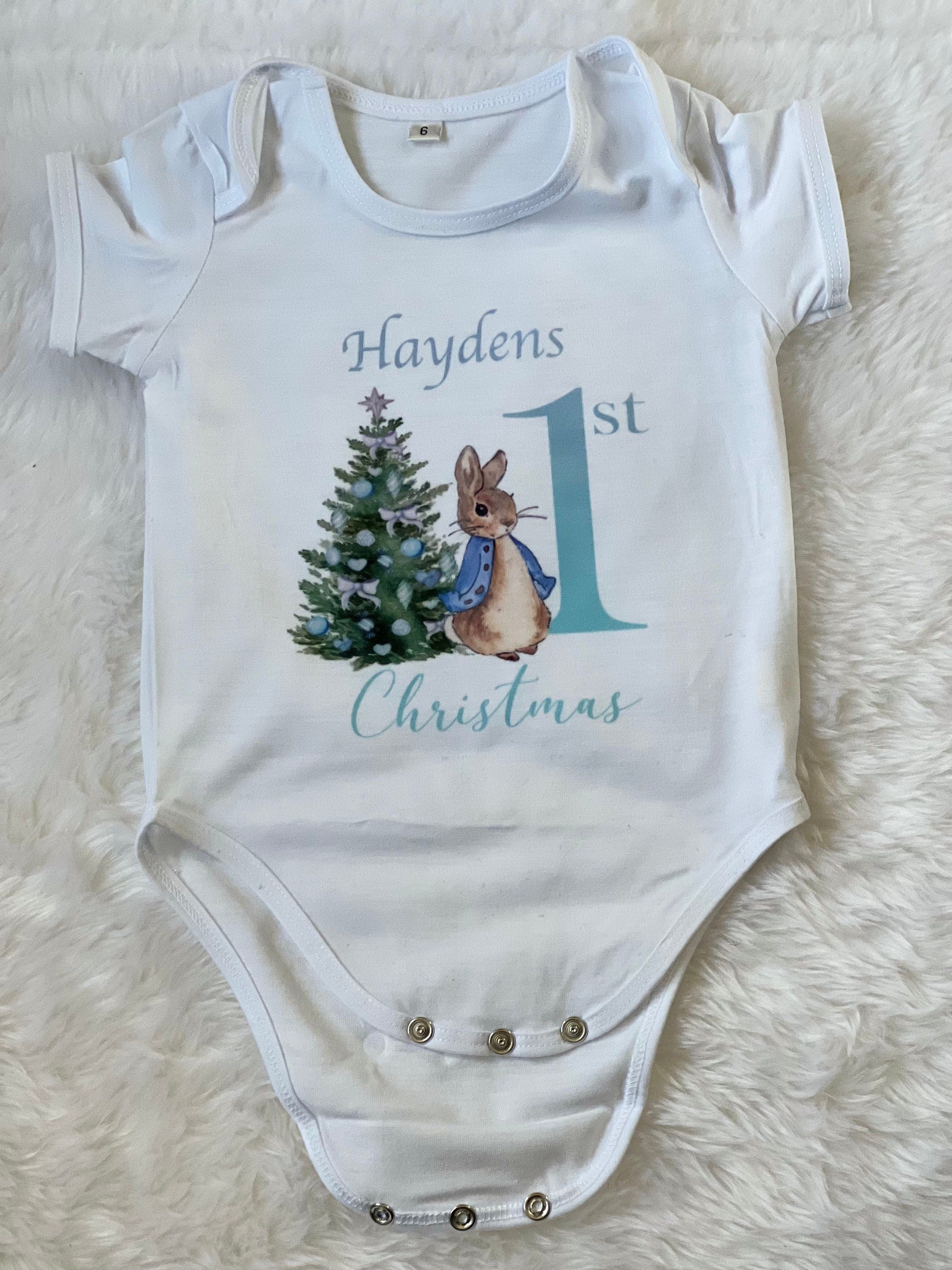 Beautiful Personalised 1st Christmas Baby Vests. Gifts For Children. Baby