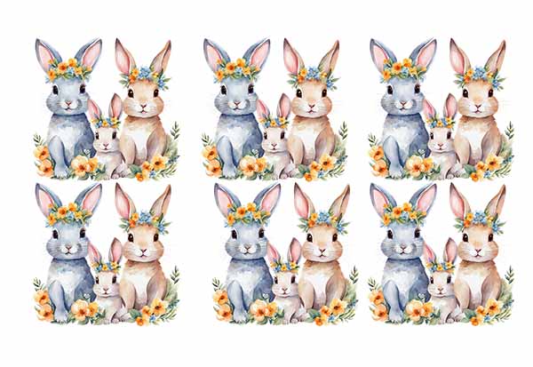 UV-DTF DECAL - Easter Rabbits In Flowers