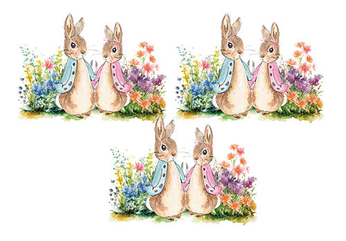 UV-DTF DECAL - Peter And Flopsy With Flowers