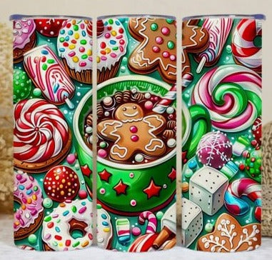 20oz Tumbler -Colour Gingerbread Man