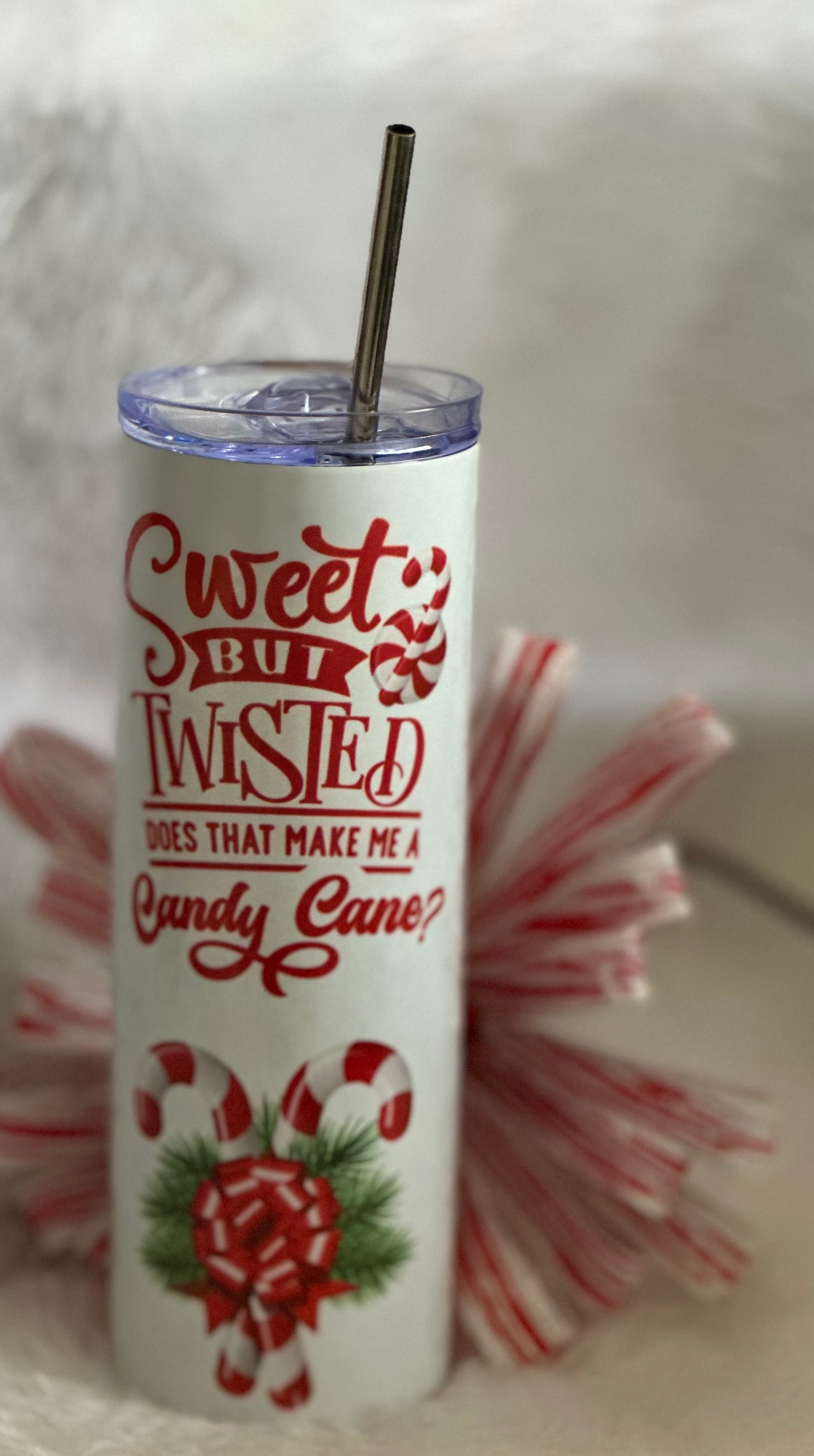 20oz Tumbler Candy Cane Style
