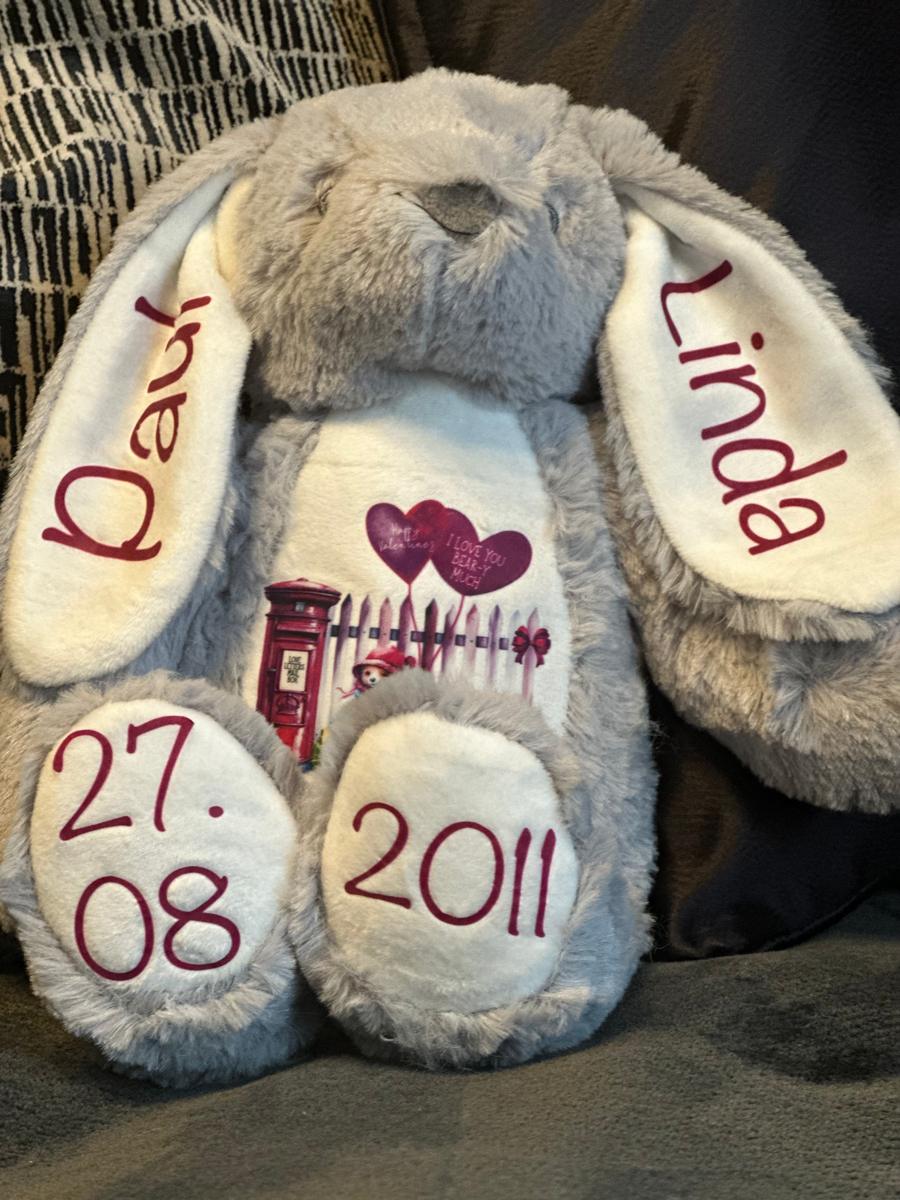 Keepsake Rabbit Valentines day. Personlised