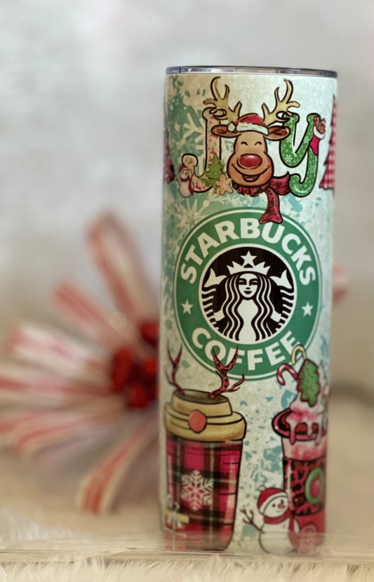 Stunning Starbucks style Christmas 20oz tumbler.