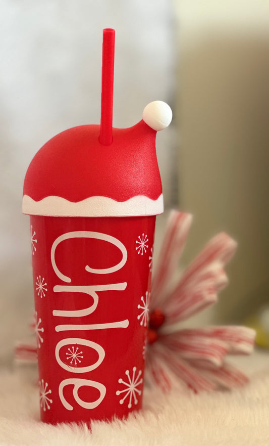 Personlised Santa Style Red Cold Cup.