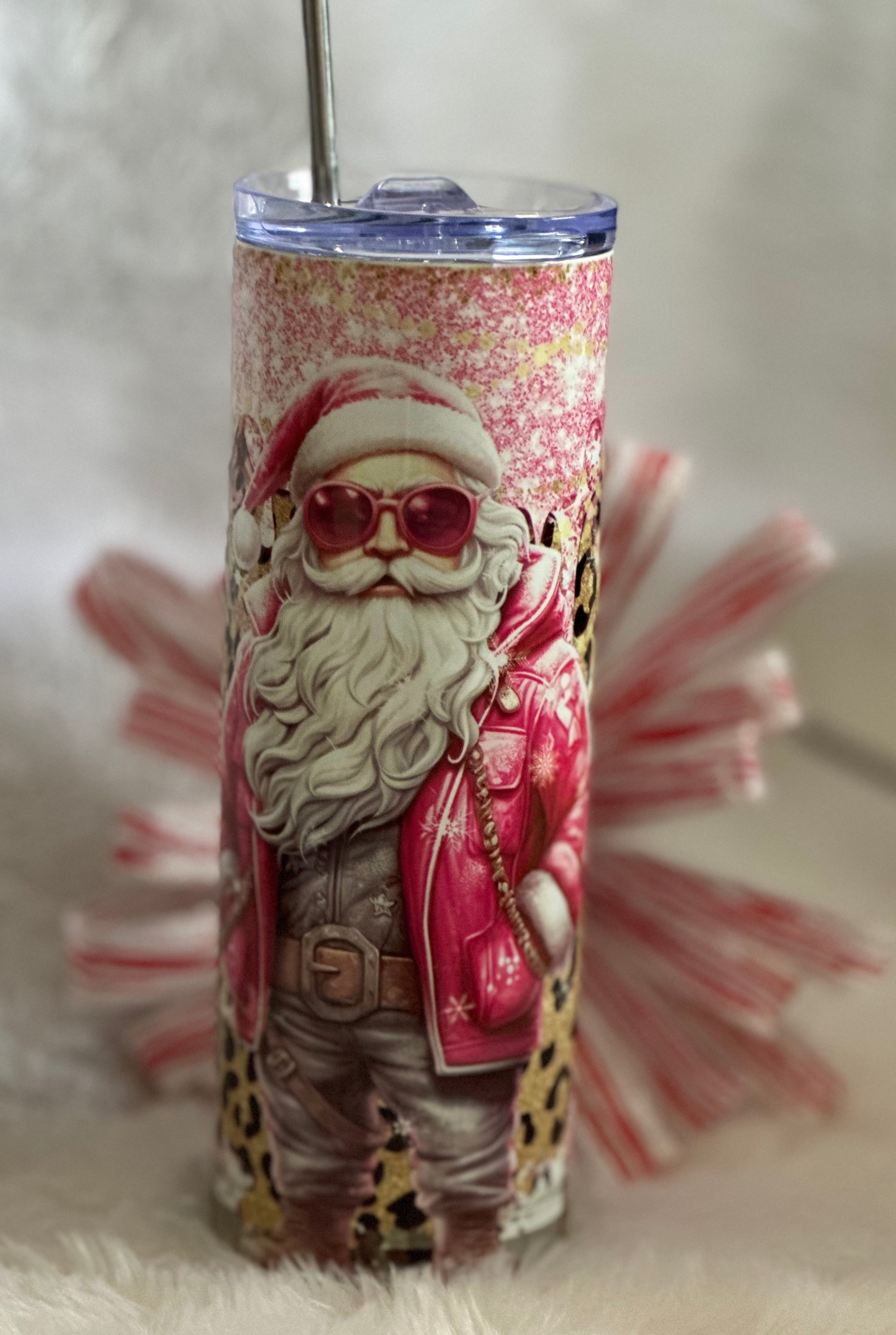 20oz Tumbler Pink Santa