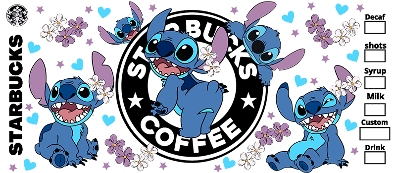 UV-DTF DECAL - Stitch Coffee Mug Wrap (16oz)