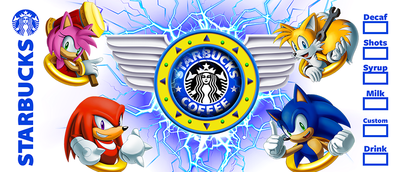 UV-DTF DECAL - Sonic Coffee Mug Wrap (16oz)