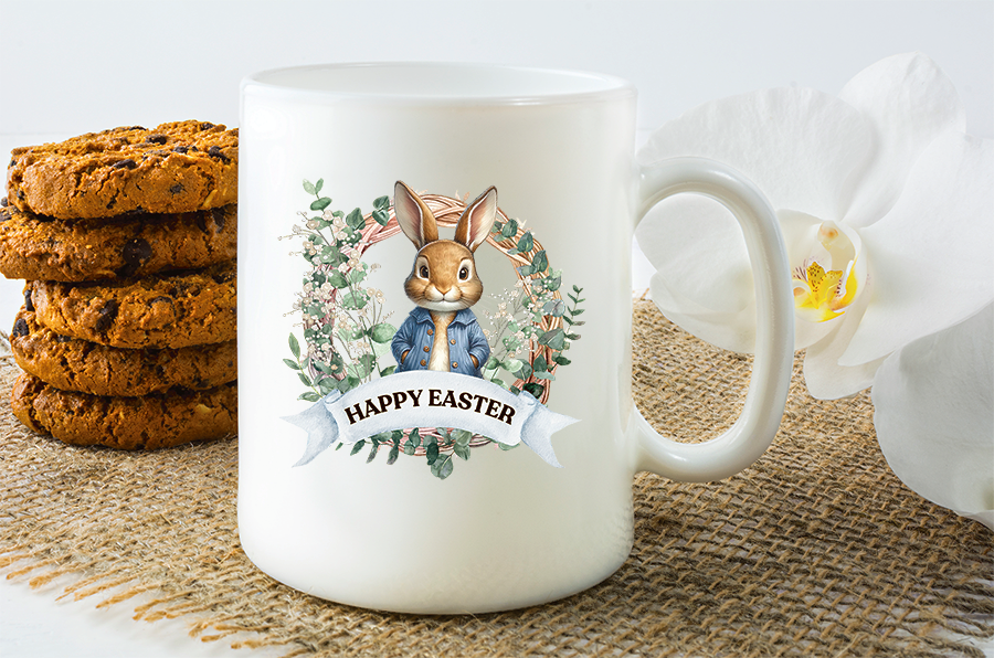  UV-DTF DECAL - Cute Happy Easter Rabbit In Wreath