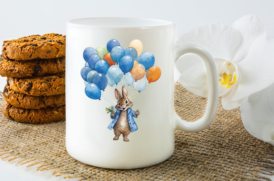  UV-DTF DECAL - Rabbit With Lots Of Balloons