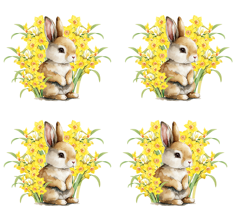 UV-DTF DECAL - Rabbit In Yellow Flowers