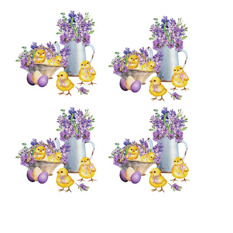 UV-DTF DECAL - Easter Chicks With Purple Flower
