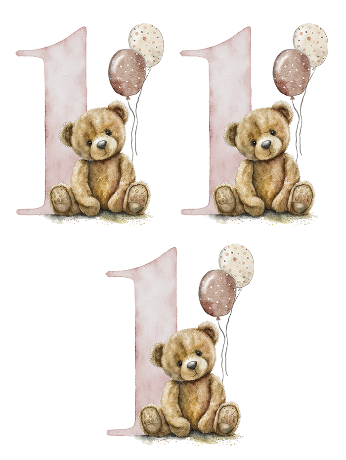 UV-DTF DECAL - Teddy With Pink One 