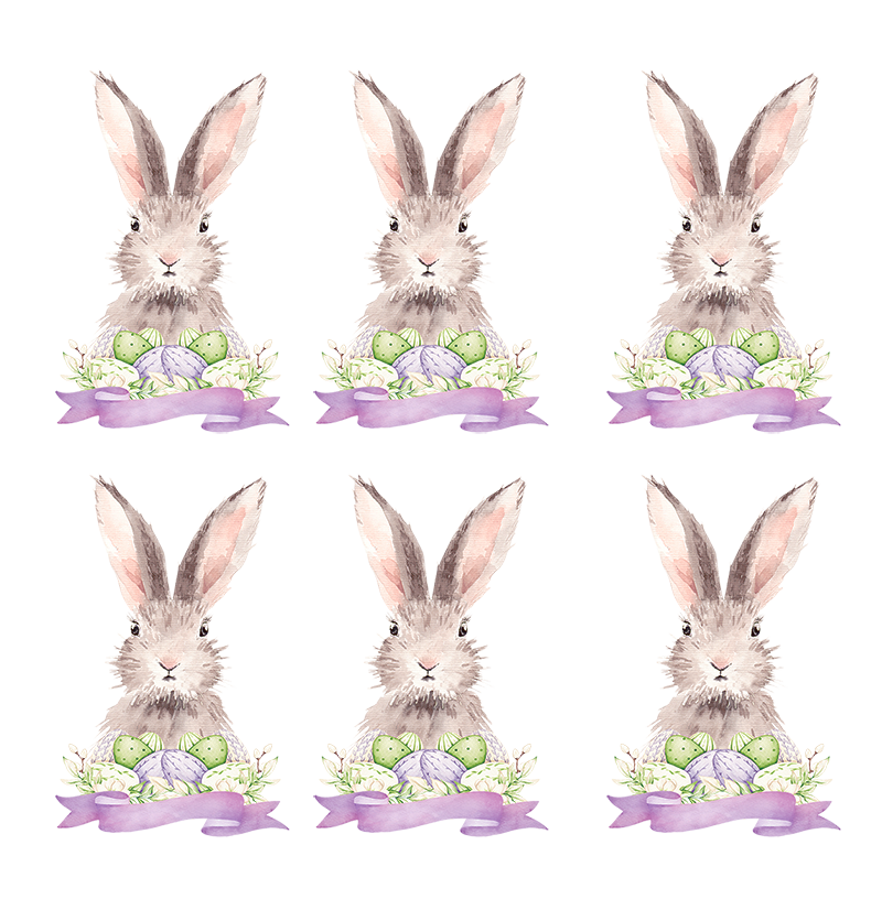 UV_DTF Decal - Rabbit In Purple Flower (7cm)