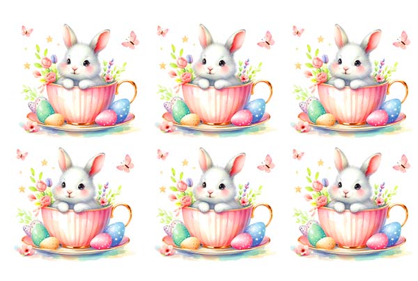UV-DTF DECAL - Easter White Bunny In Pink Cup
