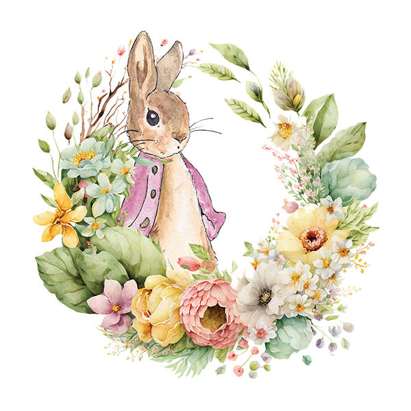 UV-DTF DECAL - Flopsy Bunny Rabbit In A Wreath
