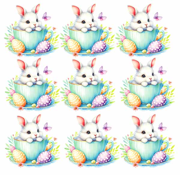 UV-DTF DECAL - Easter White Bunny In Green Cup