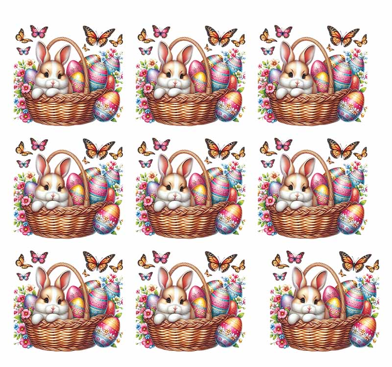 UV-DTF DECAL - Eater Brown Bunny In A Basket