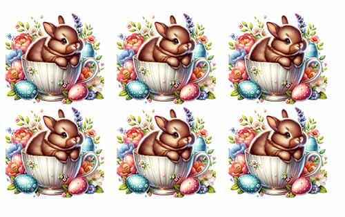 UV-DTF DECAL - Easter Dark Brown Bunny In A Cup