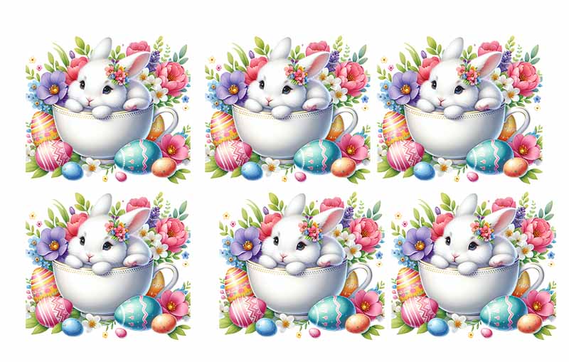 UV-DTF DECAL - Easter White Bunny In Basket