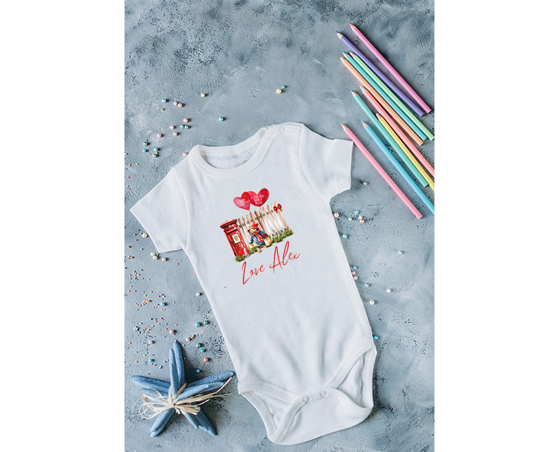 Stunning Baby Vest With Paddington Bear Design.