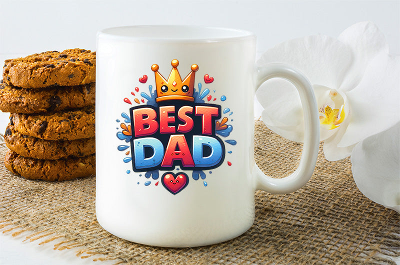UV-DTF DECAL - Fathers Day Best Dad With Crown