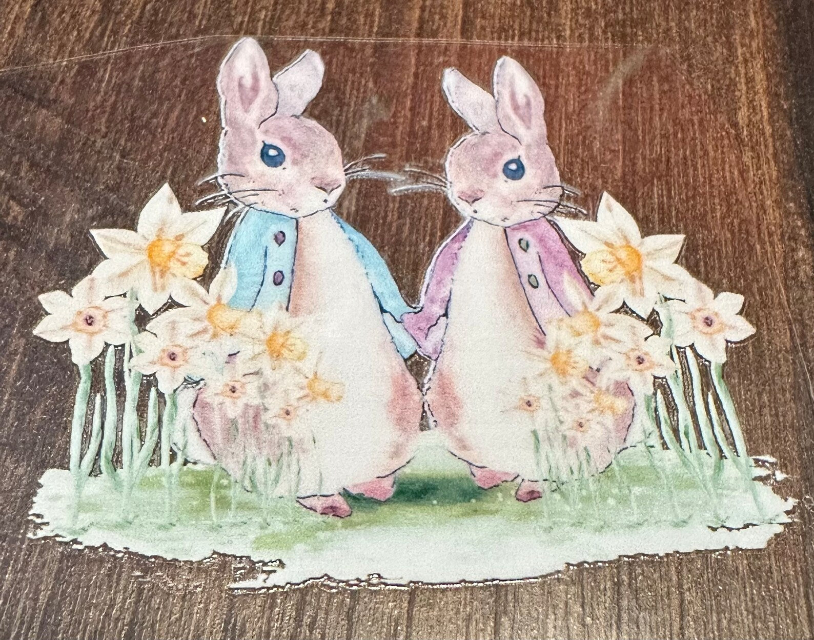 UV-DTF DECAL  - Stunning  Easter Peter Rabbit and Flopsy Bunny