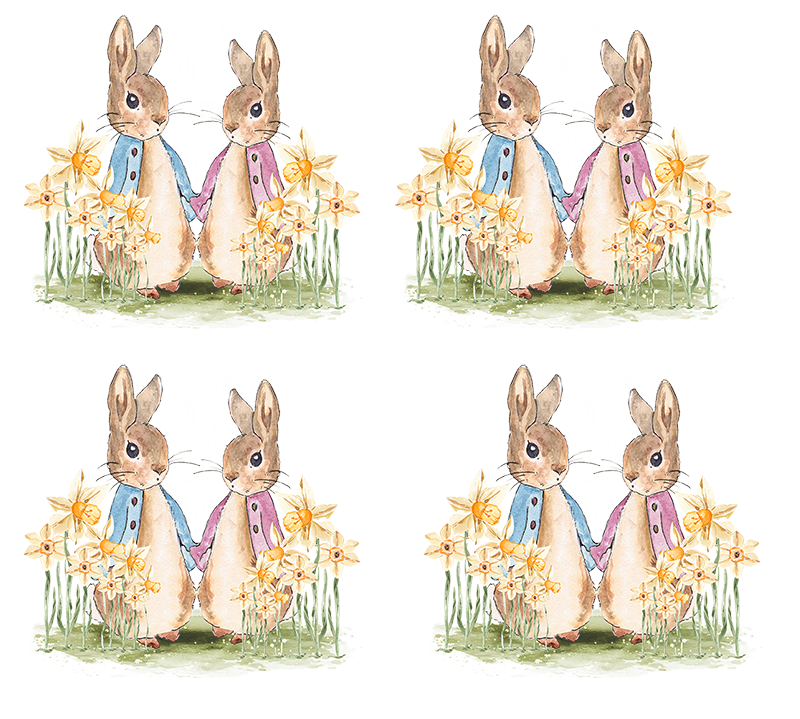 UV-DTF DECAL  - Stunning  Easter Peter Rabbit and Flopsy Bunny