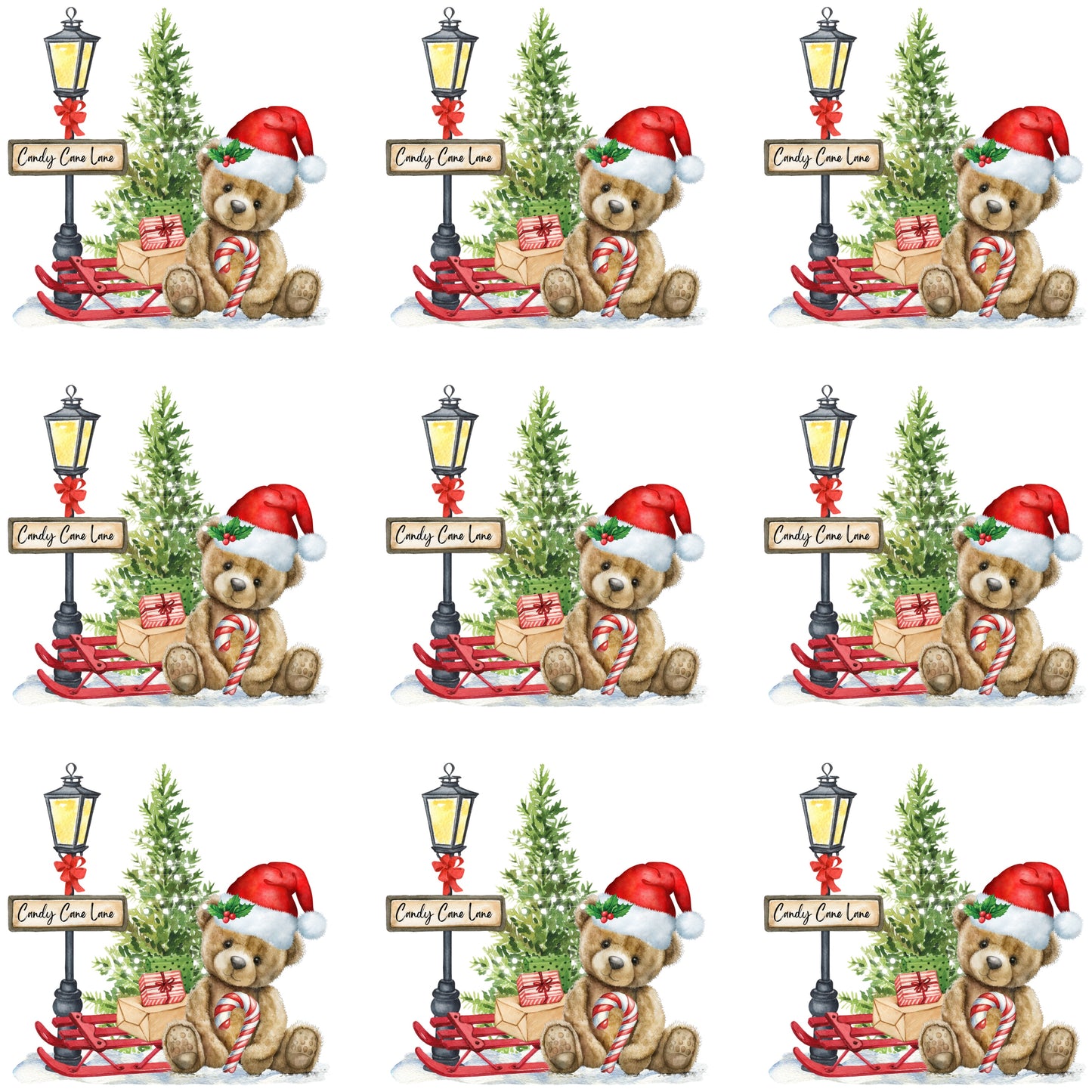 UV-DTF DECAL - Christmas Teddy And Tree