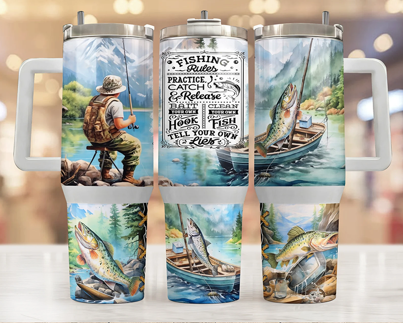 40oz  Tumbler - Fishing