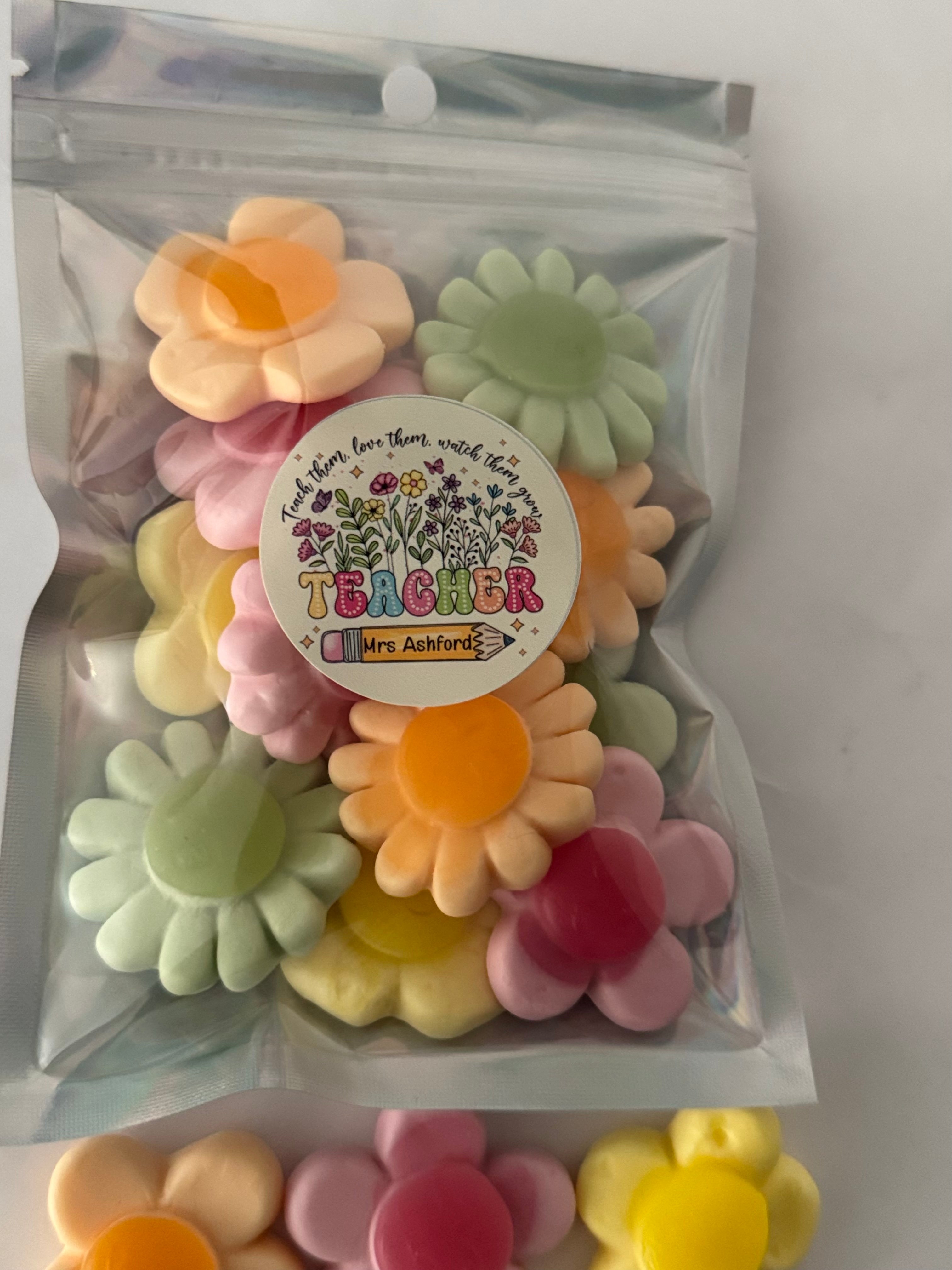 Sweets - Personalised TeacherSweet Pouch. Helping Me Grow Flowers