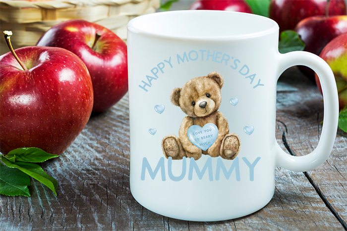UV-DTF DECAL - Mothers Day Bear Blue Text