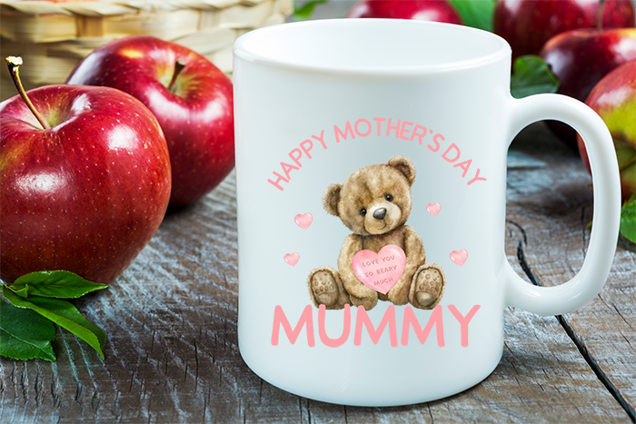 UV-DTF DECAL - Mothers Day Bear pink Text