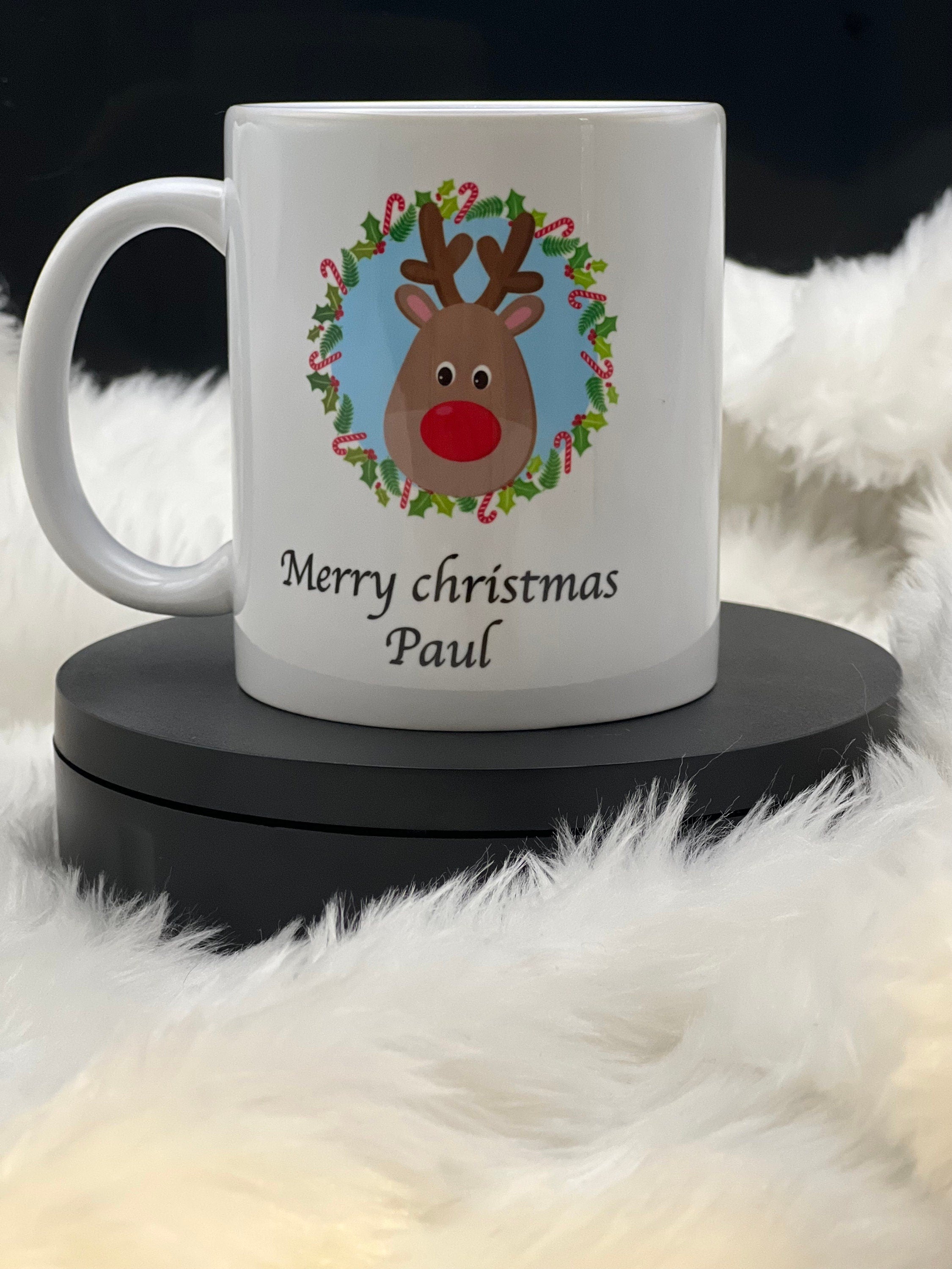 Personalised Santa and reindeer mug, Personalised Travel Mug, Present