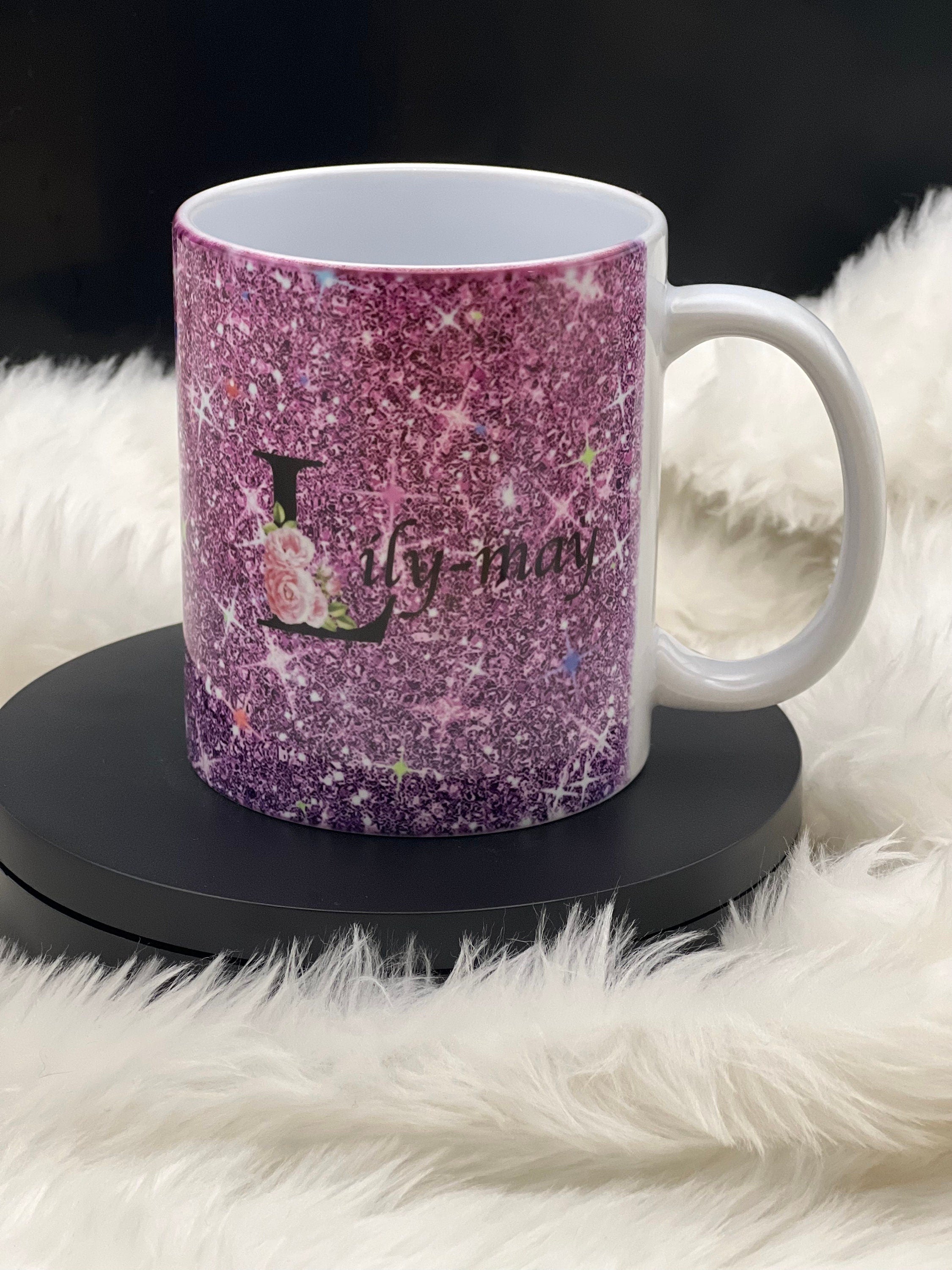 Beautiful Personalised Sparkly Mug, Hot Drink, Hand Made, Personal. His, Hers