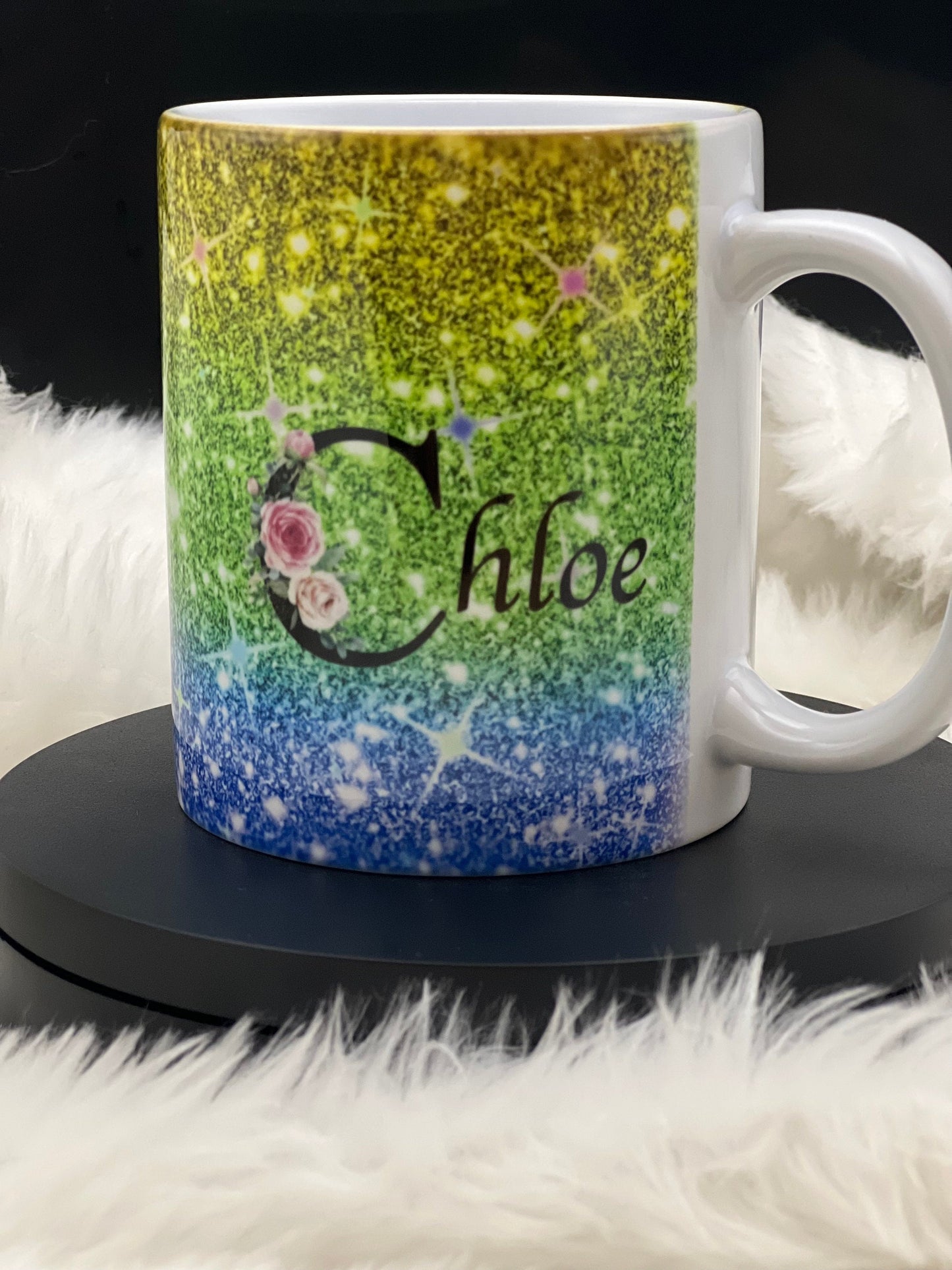 Beautiful Personalised Sparkly Mug, Hot Drink, Hand Made, Personal. His, Hers