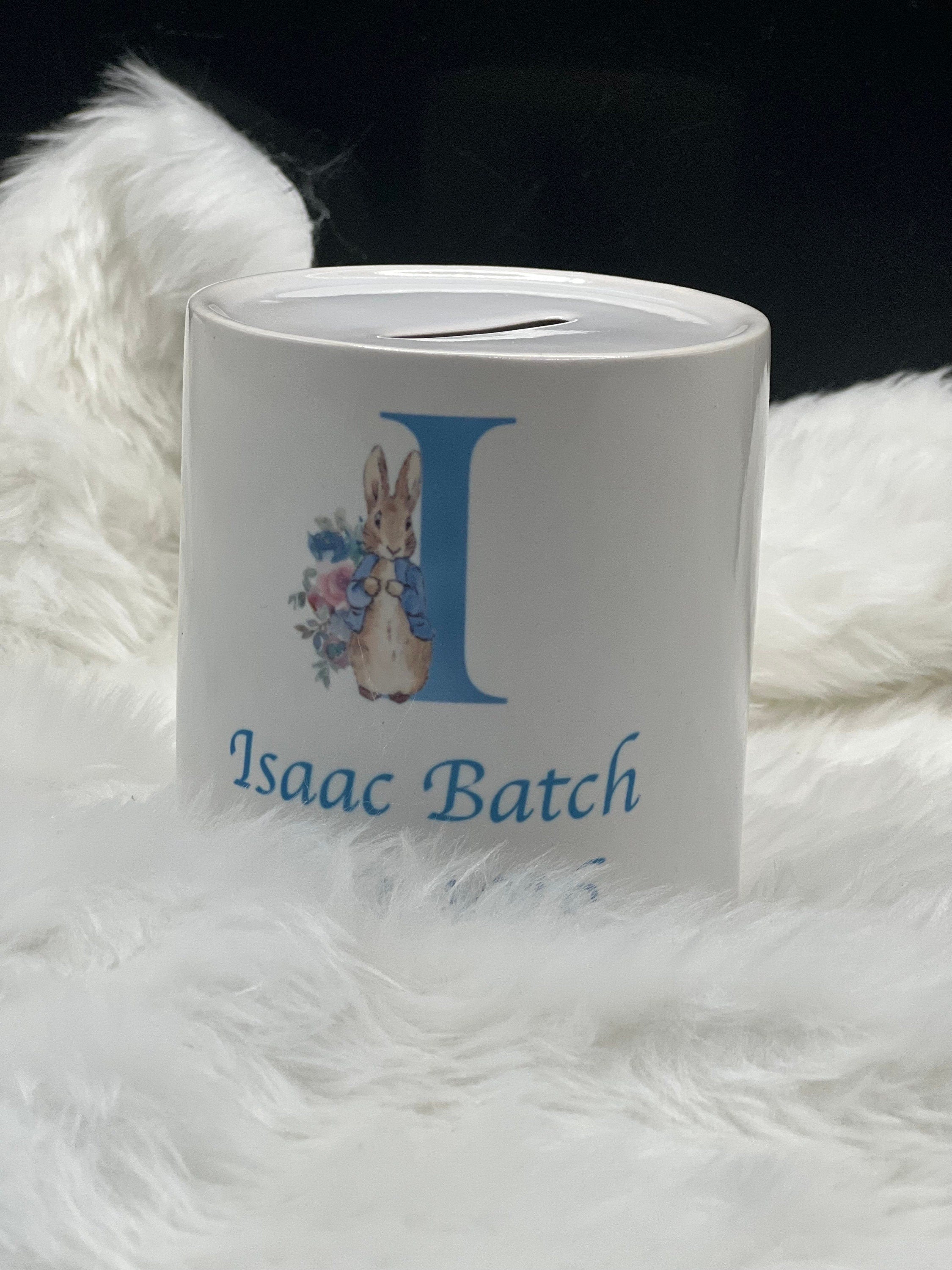 Boys personalised Peter rabbit money box