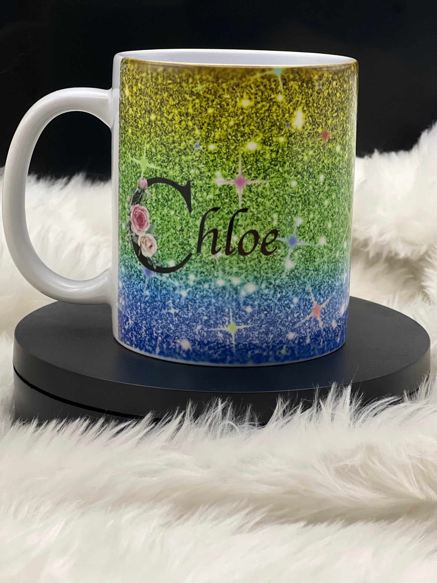 Beautiful Personalised Sparkly Mug, Hot Drink, Hand Made, Personal. His, Hers