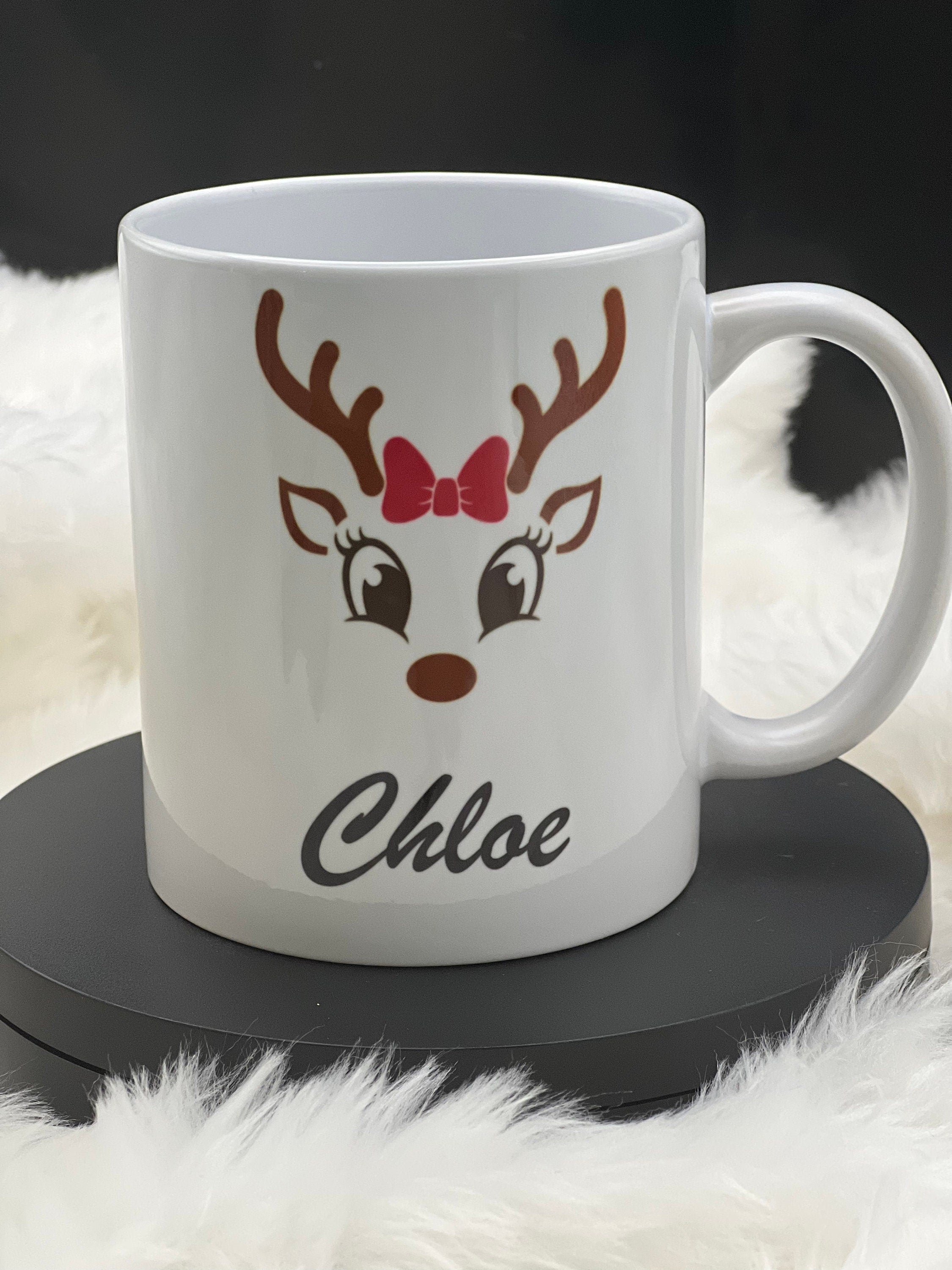 Reindeer Personalised Christmas Mug, Christmas Gift, Personalised, Christmas Gift, Winter Mug, Personliased Travel Mug