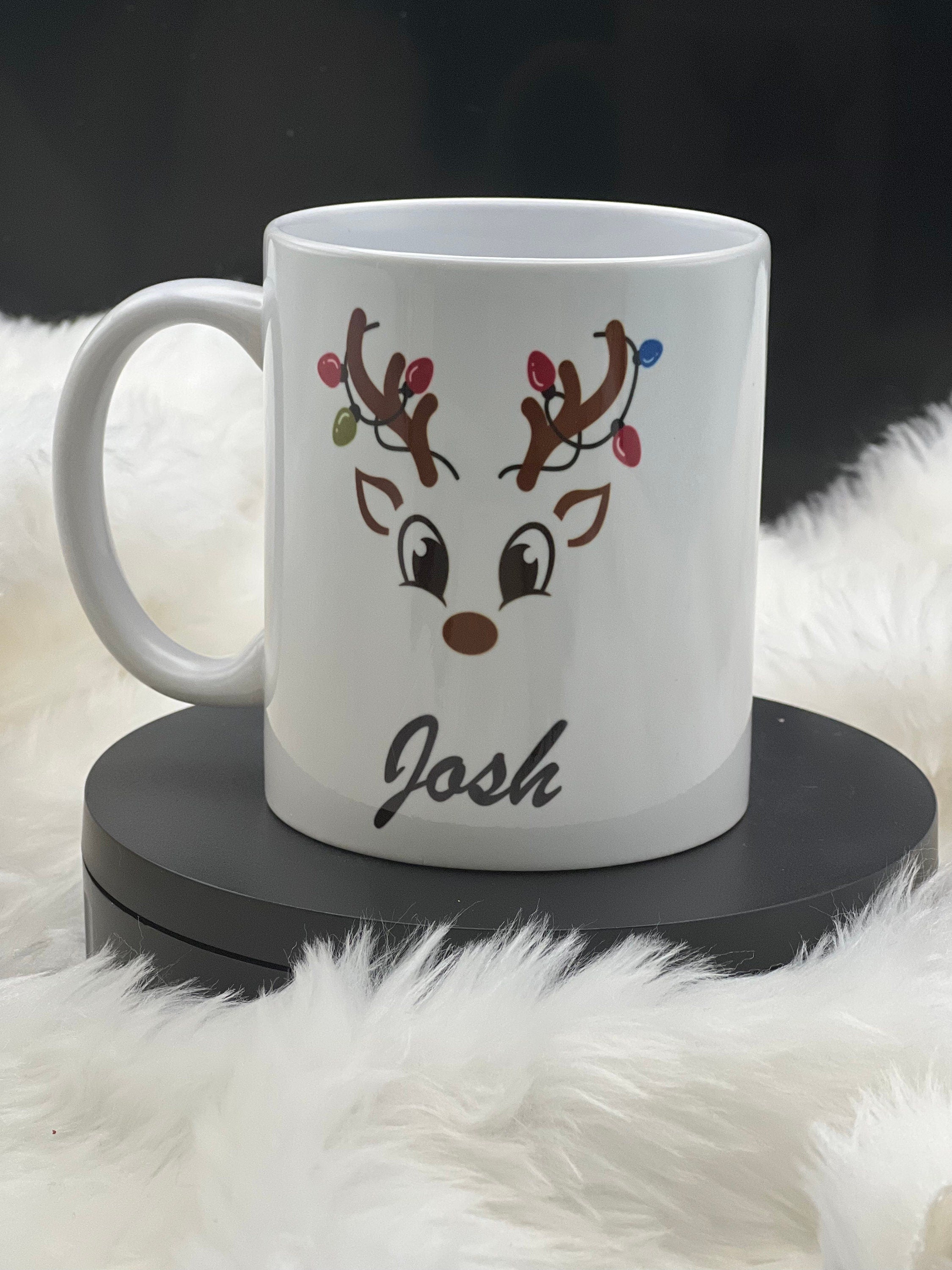 Reindeer Personalised Christmas Mug, Christmas Gift, Personalised, Christmas Gift, Winter Mug, Personliased Travel Mug