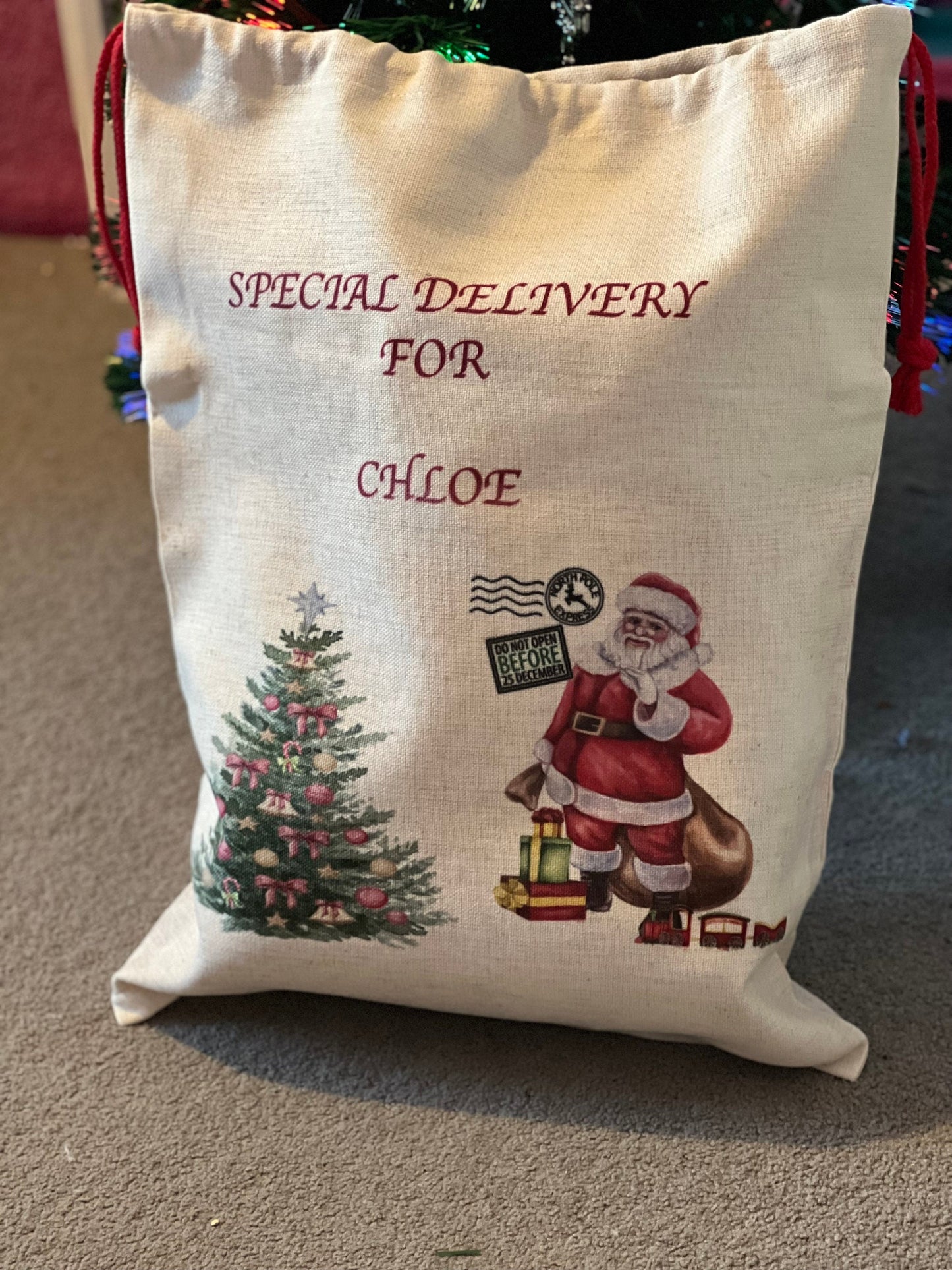 Personalised Christmas Large Santa Sack, Christmas Day, Childrens Presents.