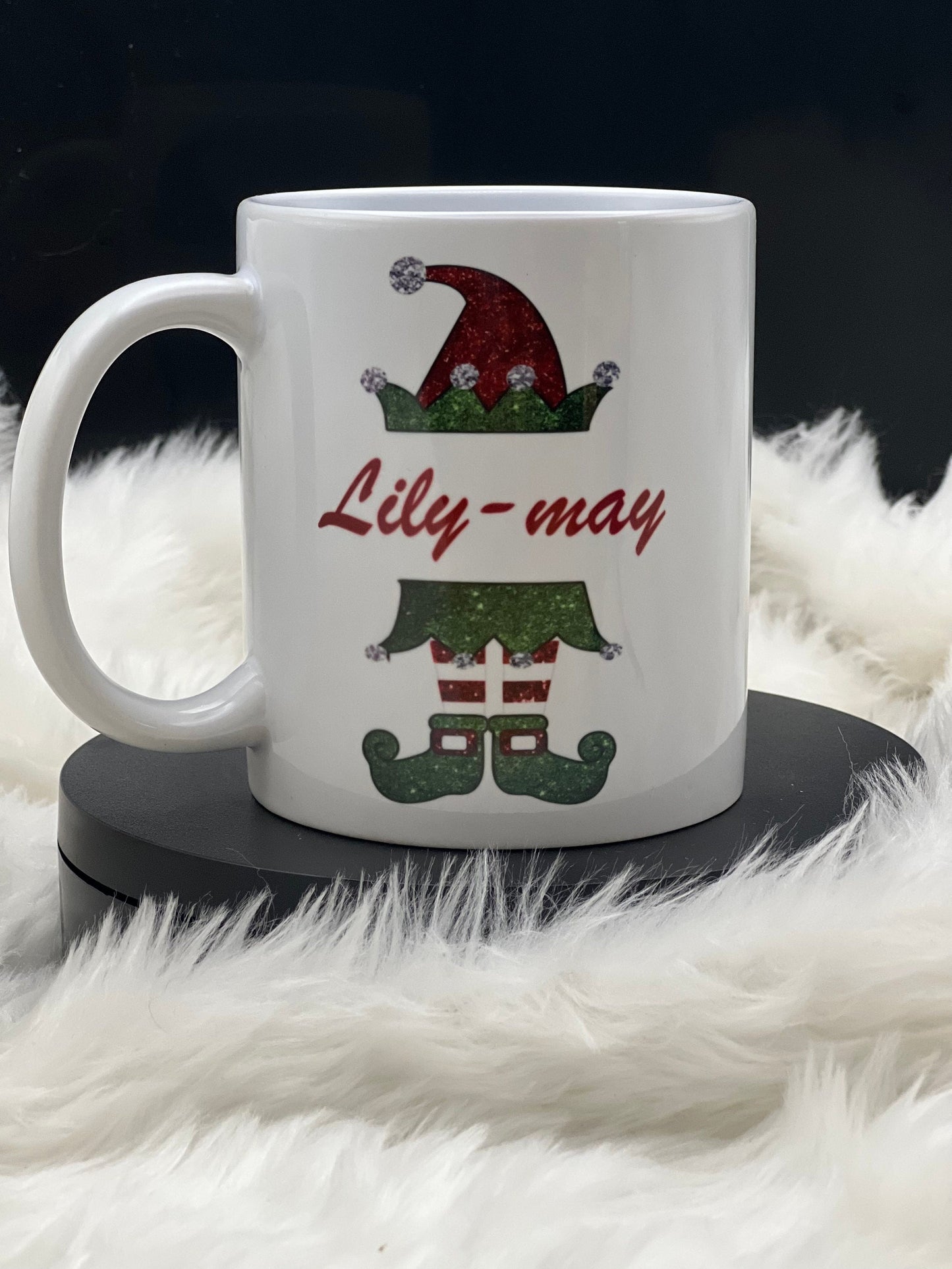 Personalised Christmas Elf Mug, His Or Hers, Boy Or Girl, Gift, Present, Cosy Nights In.