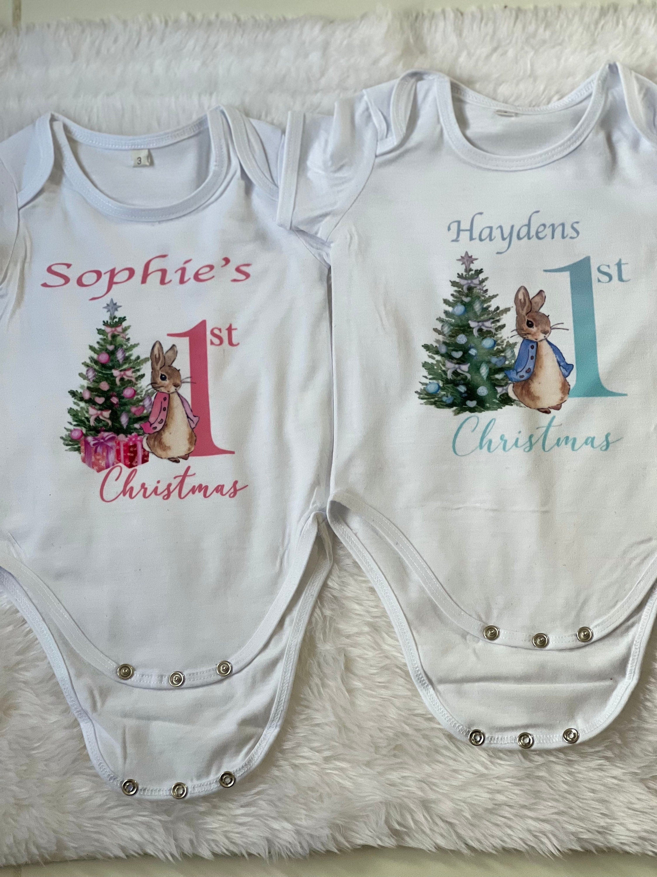 Beautiful Personalised 1st Christmas Baby Vests. Gifts For Children. Baby