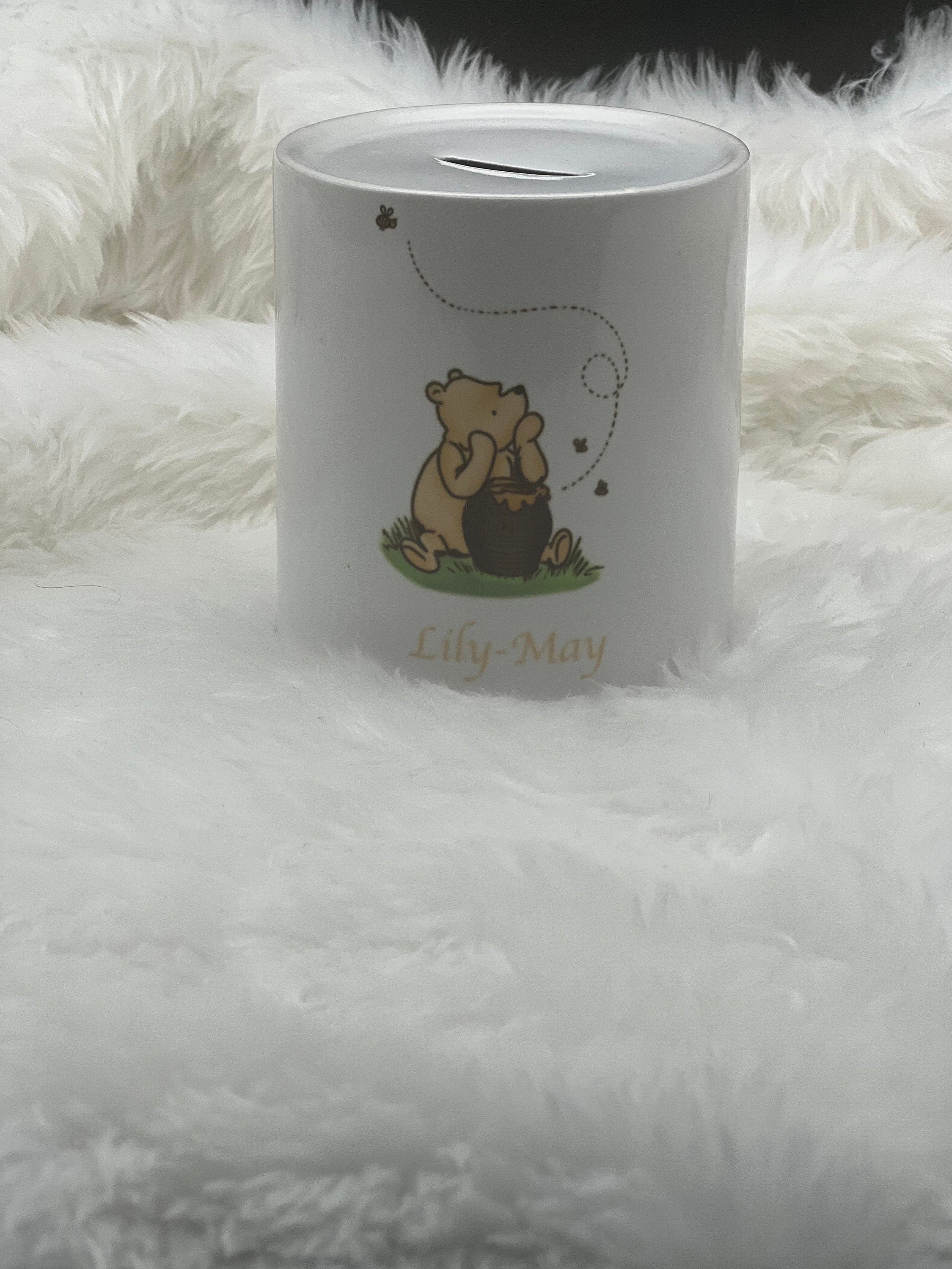 Beautiful Personlised Disney Money Box. Winnie The Pooh. Gift For Baby. Present.