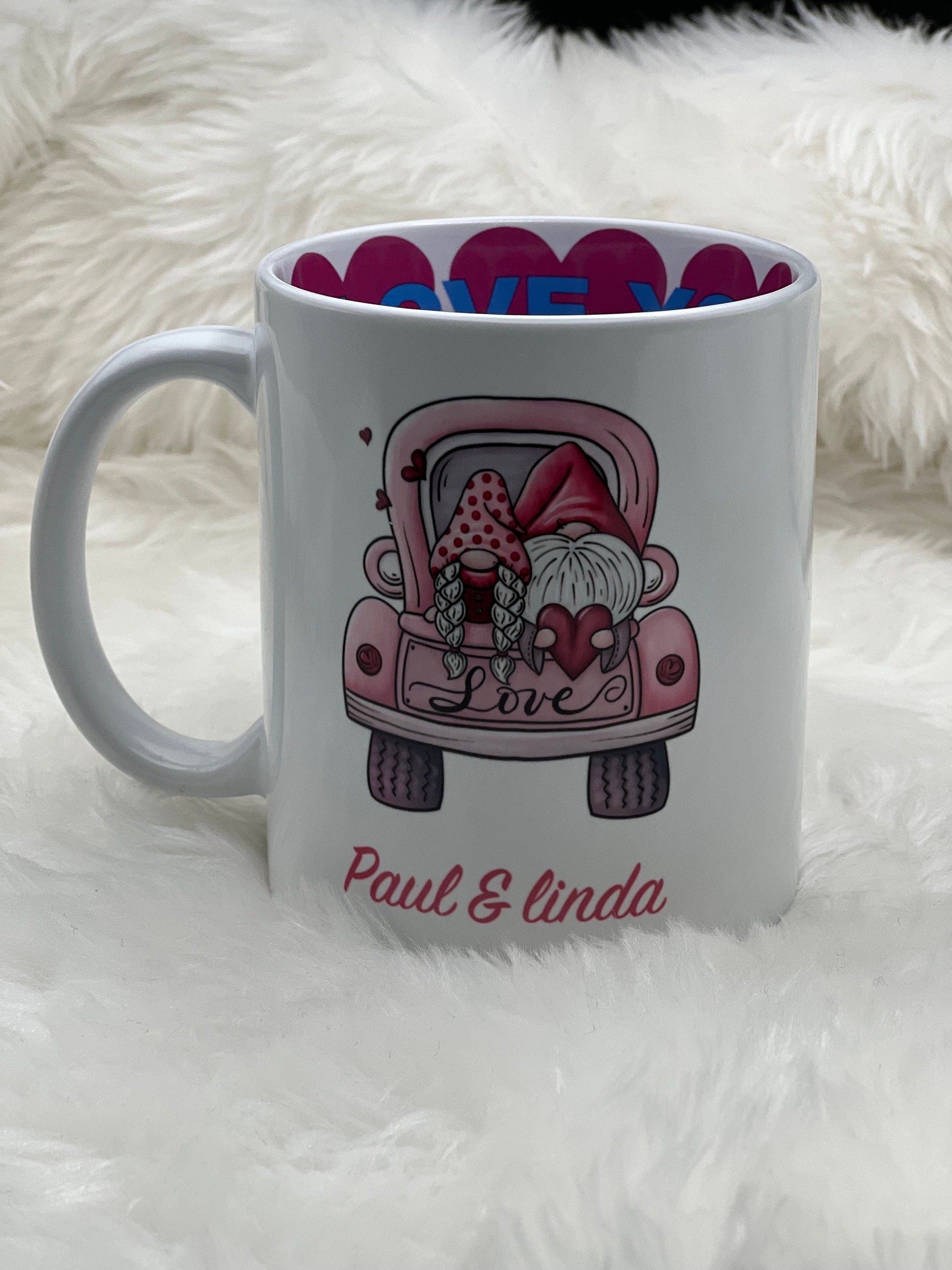 Beautiful Valentines Personlised Mug. Travel Mug. Gift For Him, Gift For Her Valentines Gift. Present. Gonk valentine