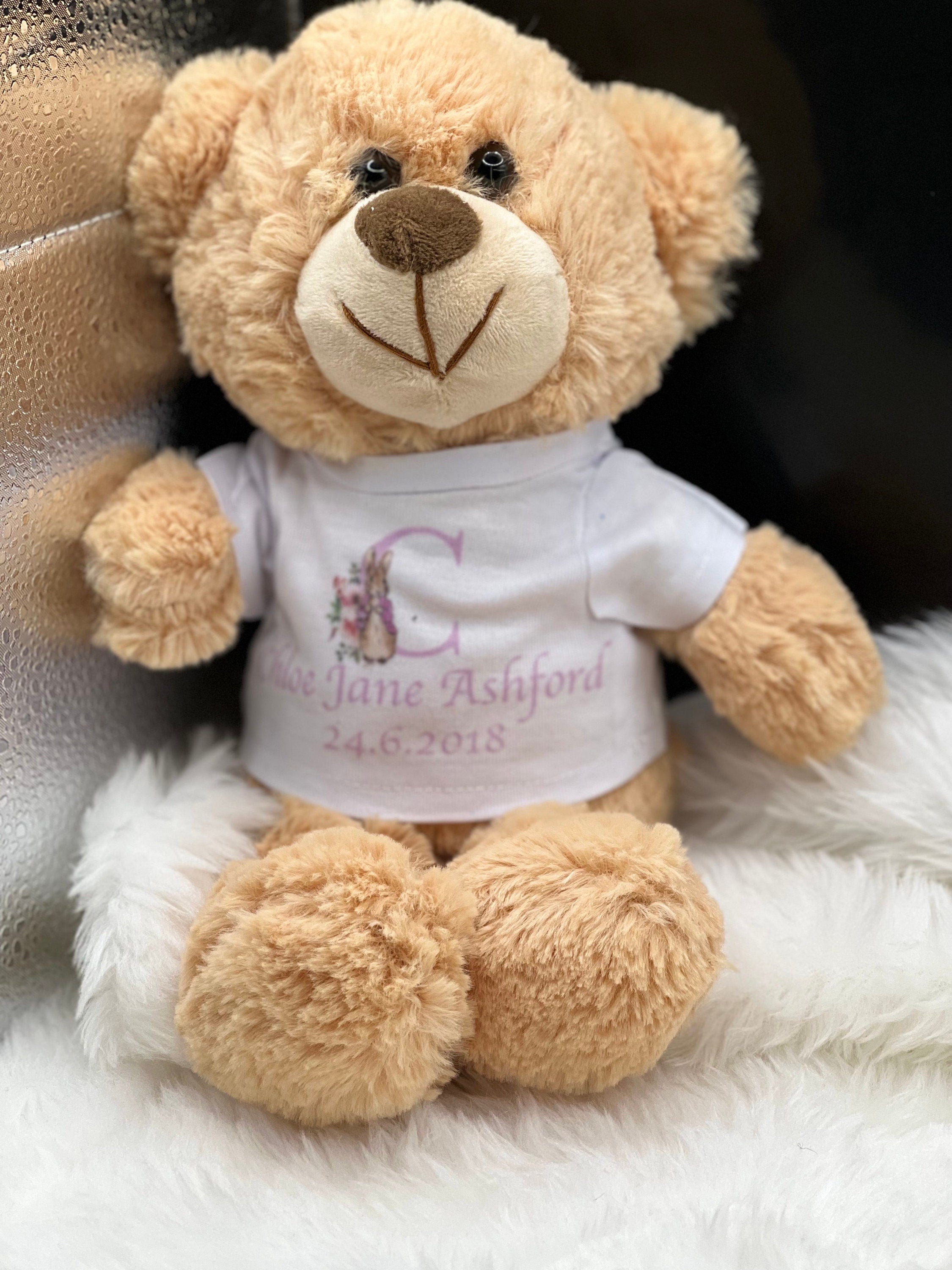 Beautiful Personalised Girl Flopsy Bunny Money Box. Christening Gift. Present For Baby Girl. Hand Made.Personlised Teddy. Two Gifts.