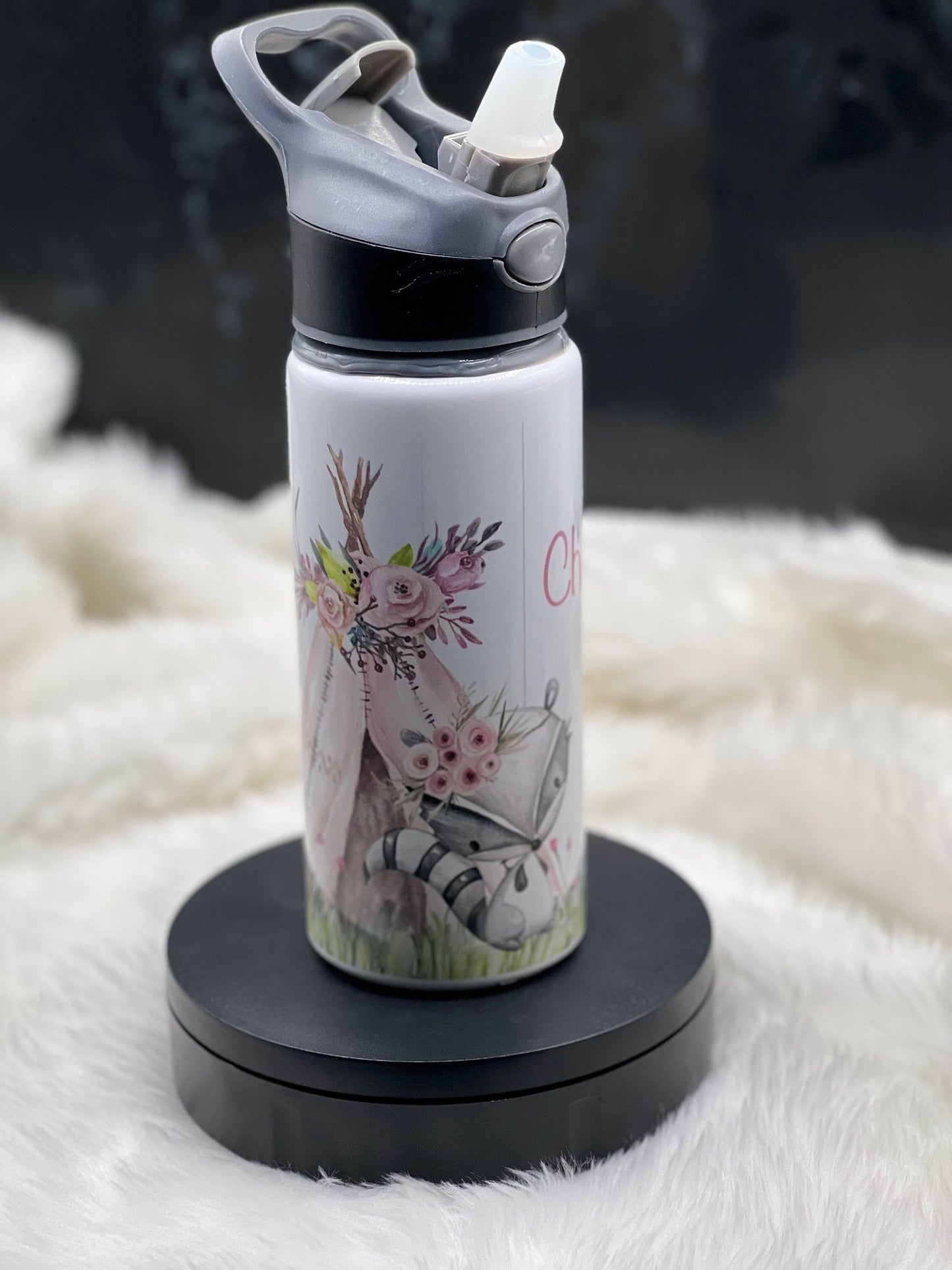 Beautiful Personlised Woodland Creatures Water Bottle. Hand Made. Kids. Back To School. Children Gift.